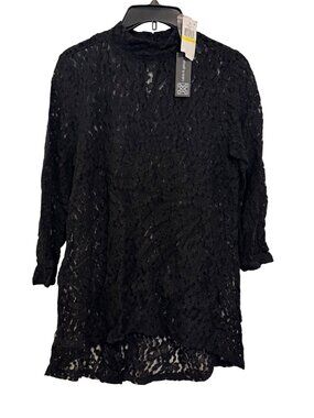Cable & Gauge Black Lace Knit Tunic dress Size Medium